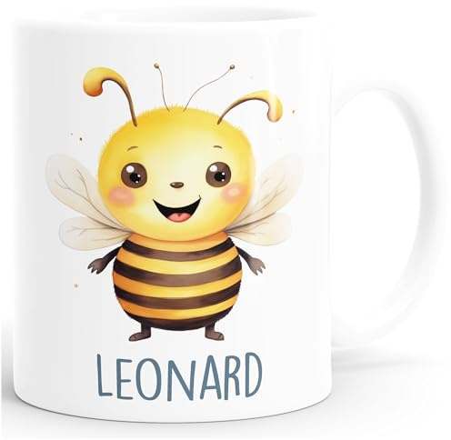 SpecialMe® Kindertasse aus Keramik personalisiert mit Namen Tiermotive Katze Hund Pferd Geschenk für Jungen Mädchen Weiss standard