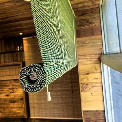 ZHUOZ1T Retro Bambusrollo Bambus Raffrollo Natur Holzrollos 95% Verdunkelungsrollo Sonnenschutz Sichtschutz Rollo Seitenzugrollo, für Fenster und Türen,Blickdicht,Breite×Höhe (60cm x 200cm)