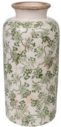FLORERO GRANDE PORCELANA BEIGE/VERDE
