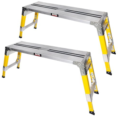 Excel Fibreglass Work Bench Platform Adjustable Height Heavy Duty Folding Hop Up - 1200 x 350 mm