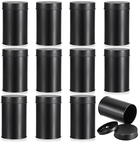 OLegei 16oz Loose Leaf Tea Tin Container, 12 Pack Airtight Kitchen Canister | Metal Nut Storage Jars, Spice Containers storage Jars, Food Storage Container Tin for Tea, Coffee Been, Sugar