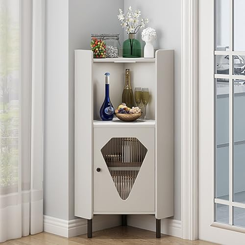 Eckschrank mit Türen, Höhenverstellbar Eck-Bücherregal, Curio Vitrine, platzsparendes Design, Metallhalterung, Schwarz