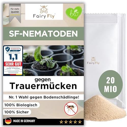 FairyFly® SF Nematoden gegen Trauermücken (20 Mio für 40 m² / 200 Pflanzen) – Nematoden zum Gießen für Zimmerpflanzen, Balkon & Gewächshaus – biologische Schädlingsbekämpfung ohne Chemie