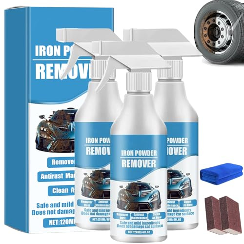 Spray anti-rouille et particules de fer pour voiture, nettoyant de surface métallique à action rapide, formule robuste pour éliminer la rouille, la poussière de frein et les résidus métalliques sur