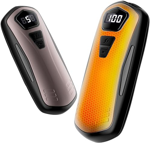Handwärmer Elektrisch 2er Set,Taschenwärmer Wiederverwendbar mit 6000mAh,5 Heizmodi,Tragbarer USB Handwärmer Aufladbar,Hand Warmers Outdoor Camping Heizung Geschenk für Frauen Männer
