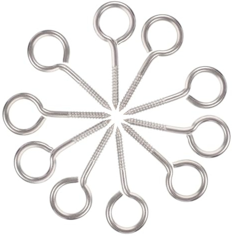 STOBAZA Metall Ösenhaken Schraubhaken zum Aufhängen von Leichten Gegenständen 10 Stück aus Rostfreiem Stahl Hochbelastbar und Langlebig für Innen und Außenbereich