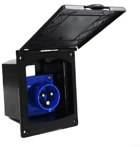 Presa elettrica incorporata da 16 A a 3 poli per roulotte, con connettore e coperchio incernierato, impermeabile IP44, a 3 pin, per camper, camper e rimorchi