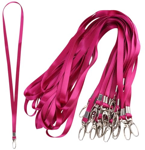 Zykra Schlüsselband Polyester mit Metallhaken, 45cm, Rosarot, 20 Stück | Flaches Design, Nylon Umhängeband, Swivel Schließe, Metall Swivel, Bulk Lanyards für Hals