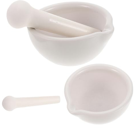 Homoyoyo Juego de Morteros de Cerámica para Moler Especias y Café 2 Piezas 60Mm y 90Mm Recipiente Doméstico para Triturar Hierbas y Condimentos Cocina y Restaurantes