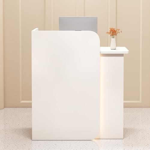 uofgcru Empfangstheke Holz, Moderne Empfangstresen, Front Theke Bürotheke Rezeption Tisch, Rezeptionstheken Für Salon Geschäft Hotel Büro(Weiß - 120x45x100cm)