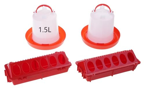 XITEA Juego De Bebedero De para Aves De Corral con 4 a Prueba De Derrames 2 a Prueba De Fugas para Pollitos Patitos Solución De Alimentación para Pollitos Y Juego