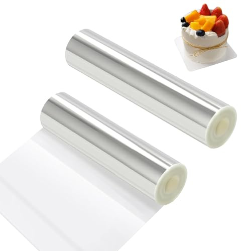 XMDROU Tortenrandfolie 5m x 30cm/20cm Hoch, Transparent Acetat Rolle | Wiederverwendbare Kuchenfolie, Tortenring Folie,Torten Folienrand,Hochwertiges PET, Für Mousse & Schokolade,Dessertdekoration