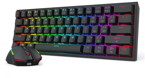 Redragon S144 Gaming Tastatur Maus Set Kabellos 60% Geteilter Dongle | Gaming Set K617 Tri-Mode RGB mechanische Tastatur 7200DPI kabellose Maus