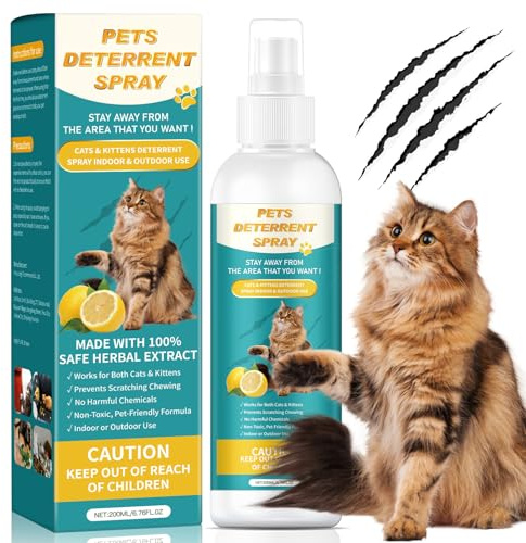 QROHIPX Natural Cat Deterrent Spray, Safe for Indoor & Outdoor, No Trace Residue Formula, Protect Furniture & Garden, Upgraded Cat Training Essential (200ML)