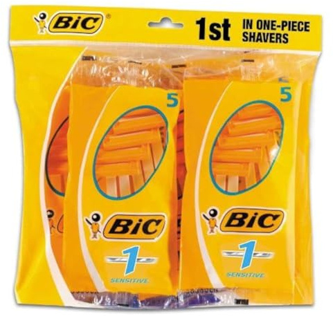 BiC 1 Sensitive Engångsrakapparat för män 8 paket med 5