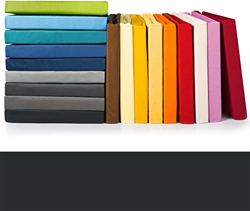 CelinaTex Jade Spannbettlaken 140x200-160x200 cm schwarz Microfaser Spannbetttuch Jersey Bettlaken