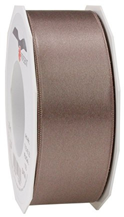 PRESÄSENT C.E. Pattberg Satin taupe, 25 m satinband för inslagning av gåvor, 40 mm bred, presentband för dekoration och hantverk, dekorband, tillfälle