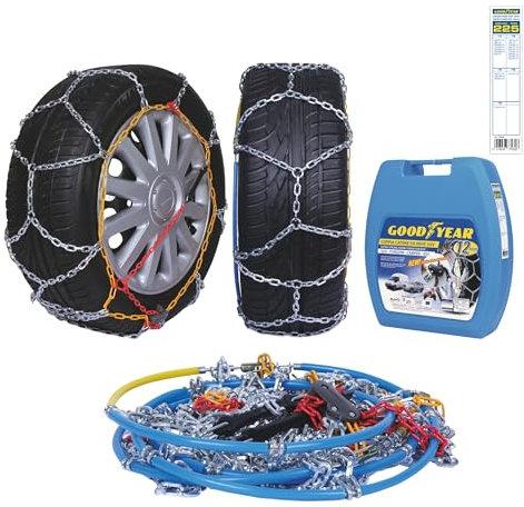 Goodyear 77930 Schneeketten 12 mm für SUV, Lieferwagen und Wohnmobil mit Selbstspannsystem, Größe 225