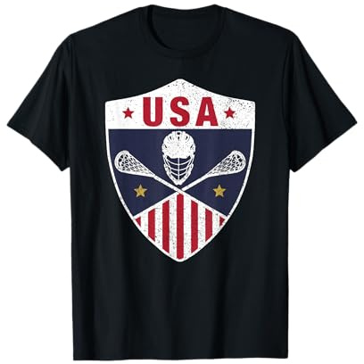 Retro America Lacrosse T-Shirt I Proud USA Lax Player Jersey T-Shirt