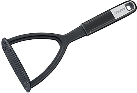 Fackelmann Kartoffelstampfer 26 cm SENSE, Stampfer für Obst & Gemüse aus Kunststoff, rutschfester Soft-Touch-Griff, für beschichtete Pfannen und Töpfe (Farbe: Silber/Schwarz), Menge: 1 Stück