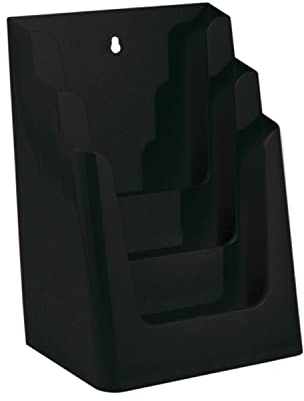 ogoPLUS 3 Etagen Prospektständer Din A4 Hochformat schwarz / Prospekthalter Flyer Ständer Werbung Aufsteller Theke, Wandmontage