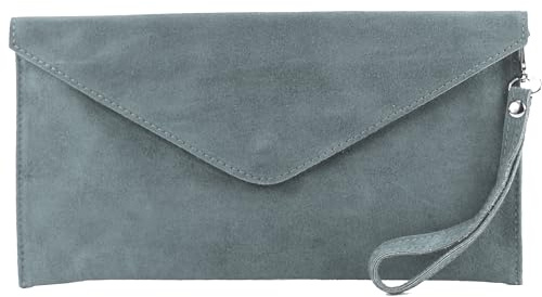 modamoda de T106 Damen Wildleder Rauleder Clutch Umhängetasche, handmade in Italy