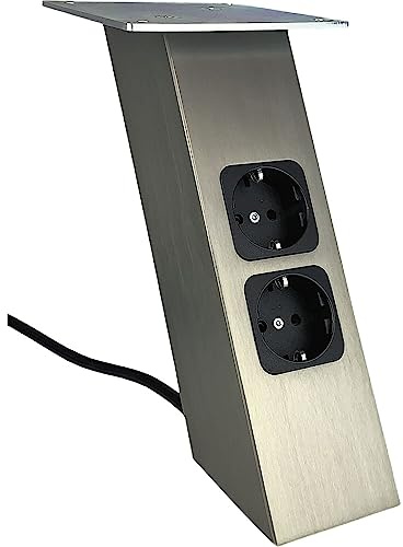 Quellmalz Barkonsole 70 x 70 mm, schräg mit Steckdosen schräg 170 mm, Edelstahloptik