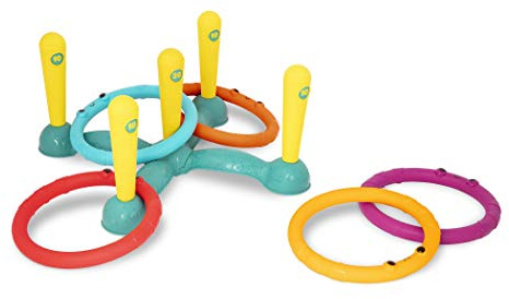 B. toys - Lancio dell'anello con la Fionda - Gioco del Lancio dell'anello - Interno ed Esterno - Giochi per Bambini - 5 pioli e 5 Anelli Colorati - 3 Anni +