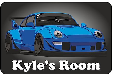 Blue Sports Car Bedroom Door Sign Personalised For You - Any Name! Door Plaque,Girls/Boys,Nursery,Decor,Kids Room,Cars
