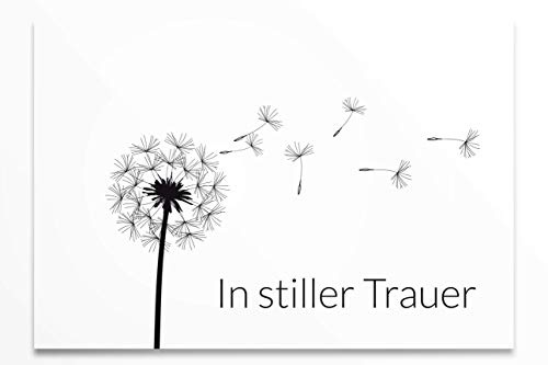 Friendly Fox Kondolenzkarten mit Umschlag, 12 Trauerkarten mit Umschlag Pusteblume, Beileidskarten für Todesfall, Anteilnahme Karte Beileid