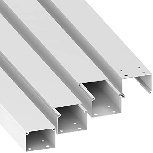 Habengut Kabelkanal (mit Montagelochung im Boden) 40x60 mm aus PVC, Farbe: Weiß, Länge 4 m (4 x 1 m Länge)