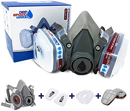 Longfair Maschera respiratoria, riutilizzabile, con cartuccia filtrante per resina epossidica, segatura, levigatura o lavori di ristrutturazione