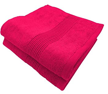 Alpes Blanc Set of 2 Bath Towels Cotton and Bamboo 600 g/m² Fuchsia 50 x 100 cm