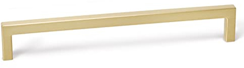Gedotec Stangengriff lang | DER U | Möbelgriff Messing gebürstet Länge: 328 mm - Bohrabstand: 320 mm | 1 Stück | Relinggriff für Küche mit Zubehör | Griff Möbel | Schrankgriffe Badezimmer-Schrank
