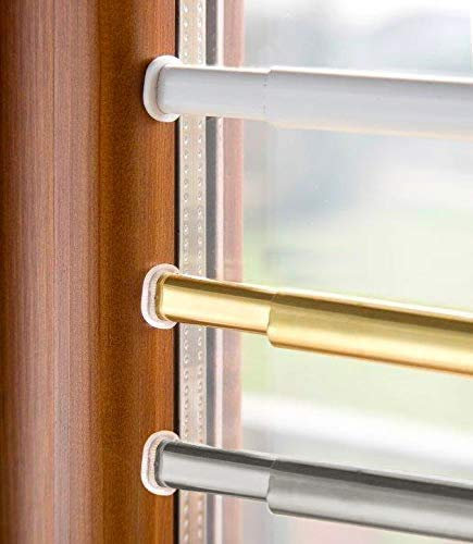 GLOBAL CORPORATION ASTINE A MOLLA PER TENDA A VETRO BIANCO BACCHETTE ESTENSIBILE BASTONCINI A PRESSIONE PER TENDE TENDAGGI REGGITENDE A FINESTRA BASTONE (BIANCO, 150-250 Centimetri)