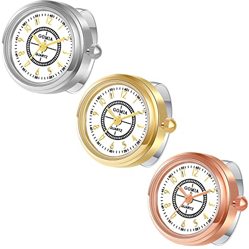 Avaner Ringuhr Fingeruhr mit rundes Gehäuse römischen Ziffern Verstellbarer Ring 3ATM Wasserdicht Ring Uhr Finger Uhr ALS GESHCNEKE für Damen