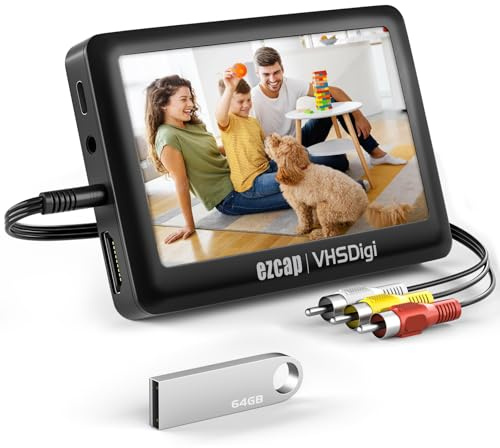 VHS to Digital Converter, Video to Digital Converter 3.0 (Third Generation), Capture Video from VCR's,VHS Tapes,Hi8,Camcorder,DVD,TV Box and Gaming Systems with 4.3 inch TFT Screen and 64GB U Disk