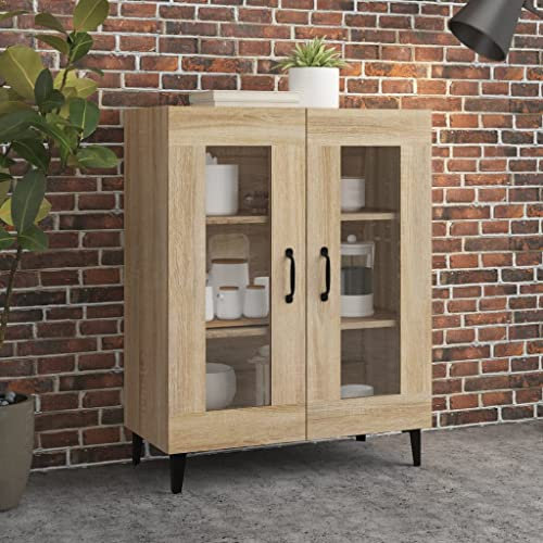 WIFESE Sideboard Sonoma-Eiche 69,5x34x90 cm Buffet Kommode KüChenschrank Schrank Klein Kommode Schmal Flurschrank Schmal Badezimmerschrank Komodenschrank Wohnzimmerschrank