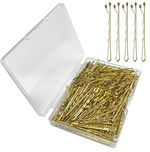Uootach 200 Stück Haarnadeln, 5 cm Haarklammer gewellte Haarspange unsichtbare Haarspange Bulk-Haar-Accessoires, Haarklammer Haarschmuck Geeignet für Mädchen Haarnadel, Friseursalon(Gold)