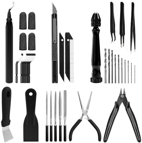 FEAMCE 3D Printing Tool Kit Essential 3D Print Tools For Removing, Smoothing, Finishing, Deburring, Craving, Drilling 3D Print Accessories For, Ender3-Finishing Tool Kit-Beginner