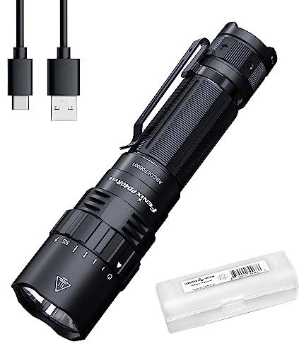 Fenix PD40R v3.0 Linterna táctica, 3000 lúmenes USB-C recargable, luz de servicio policial de largo alcance con organizador Lumentac