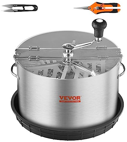 VEVOR Tagliafoglie a Ciotola Manuale Coperchio Trasparente Diametro 40cm Lame in Acciaio Inox da Giardino, Taglierina Manuale per Erba Foglie a Ciotola Tagliafoglie Lame a Forma di X per Giardinaggio