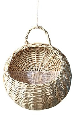 Panier De Fleurs À Suspendre Panier De Fleurs En Rotin En Osier Récipient Vase Suspendu Mural À La Main En Osier Tissé Fleur Pot Plante Porte-Conteneur Pour Décorations Murales Mariage De Jardinage