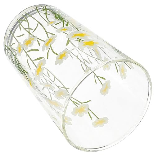 LIFKOME Tazza Da in Vetro Trasparente Tazza Da Latte Decorativa Margherita Capacità e Ufficio