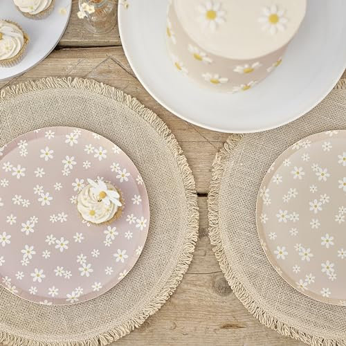 Ginger Ray Piatti di carta stampati margherite per feste, confezione da 8, pastello