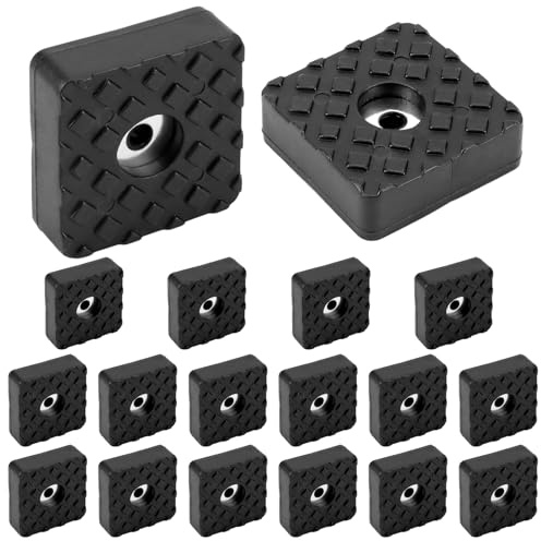 QWORK® 18 Pezzi Piedini Gomma Antiscivolo 30x30x10 mm, Gommini Sedie Quadrati con Vite per Tavolo, Scrivania, Sedia, Divano - Nero