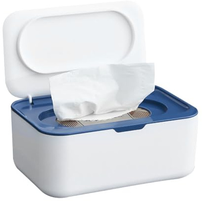 GZSYWZ Boîte à lingettes humides, pour bébé, avec couvercle, amovible, pour la maison, le bureau, l'extérieur - Boîte hydratante créative pour papier toilette humide - Bleu