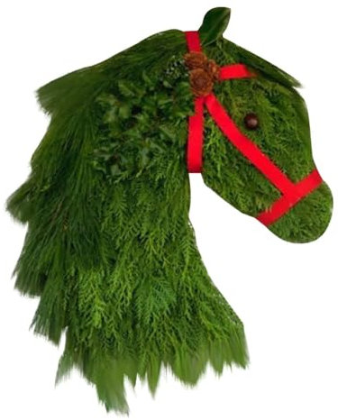 Xnferty Weihnachts-Pferdekopf-Kranz, 39,9 cm, Simulation Grüner Weihnachtskranz mit Tannenzapfen, Pferdekopf-Kranz, Künstliche Grünpflanzen, Blumenkranz für Hochzeit, Geburtstag, Weihnachten,(#1)