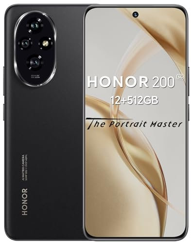 HONOR 200 Smartphone 5G NFC Dual SIM, 12GB RAM 512GB, AMOLED da 6.7 pollici telefono con tripla fotocamera principale da 50 MP, 5200 mAh, Android 14, Black [Versione italiana]