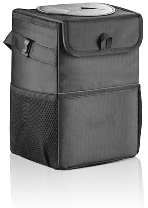 ProBytes Car Bin, Leak-Proof Car Organiser, Foldable Waterproof Car Accessories, Insulated Inner Liner, Adjustable Buckle Strap, 2 Bottle Holder, Multipurpose Trash/Rubbish/Waste Storage Bag with Lid